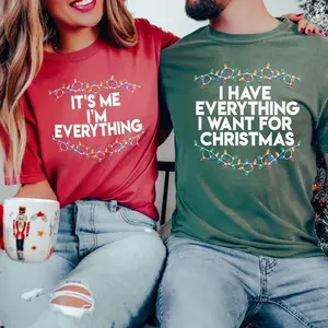 Comfort Colors Christmas Party Couple Shirt, I Have Everything I Want For Christmas Shirt, Couple Matching Tee