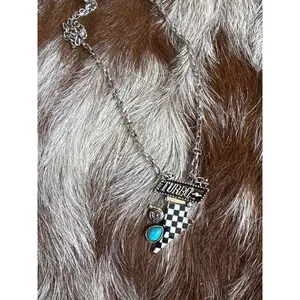 Western Turbo Checkered Bolt Necklace