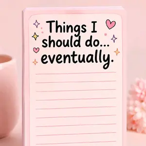 Funny Procrastination Notepad | Handmade 4x6 Memo Pad | Cute Pink To Do List | ADHD Desk Accessory | Kawaii Stationery