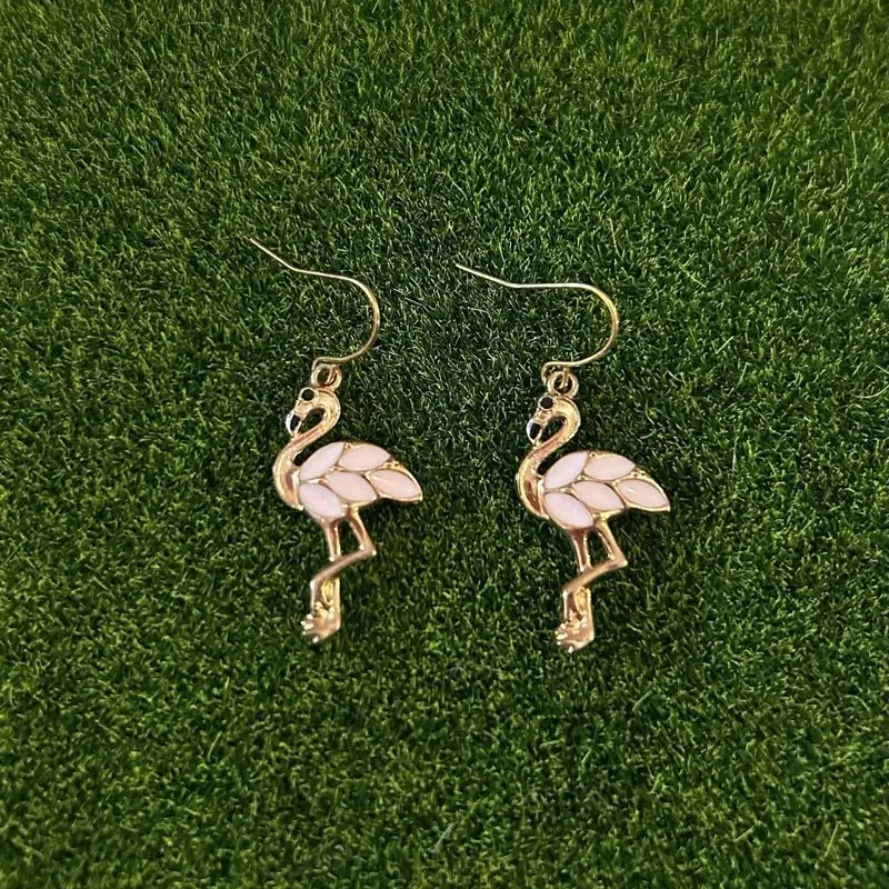Pink Flamingo Nickel Free Dangle Earrings