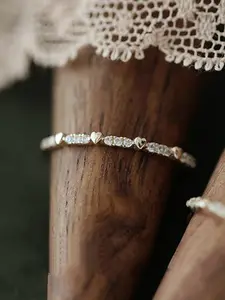 Minimalist Band Ring with Heart Design, Cubic Zirconia Rings, Sparkling Synthetic Zirconia Rings for Women, Stackable Jewelry, Perfect Daily Accessory Gift for Her, Stacking Rings, Heart Shaped Ring