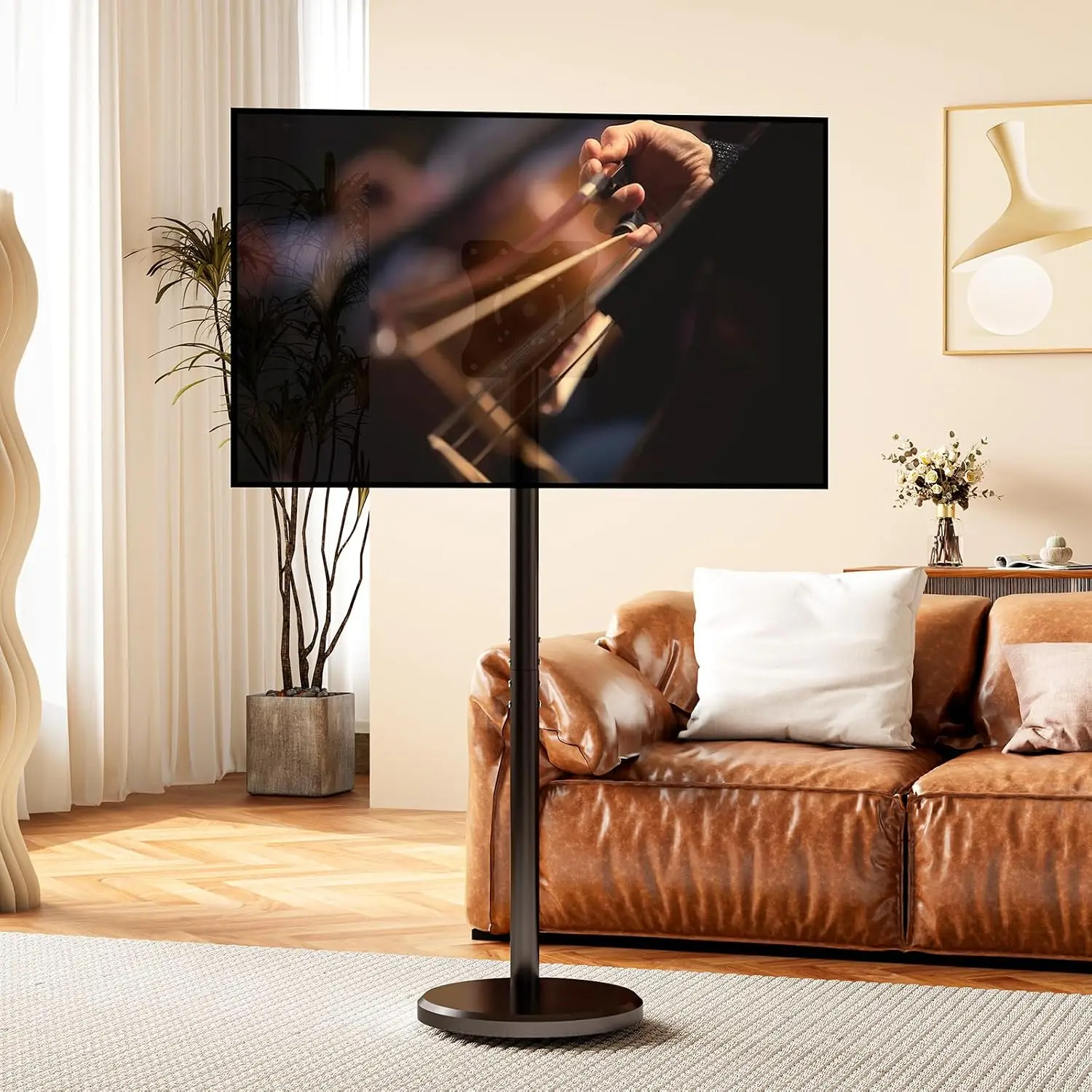 Rolling TV Stand with Wheels for 10-46 Inch TVs, 88 lbs, Black | Portrait or Landscape, Height Adjustmen Mobile TV Cart , ±10° Tilt and 90°Rotating, Portable TV Stand, Max Vesa 200x200mm