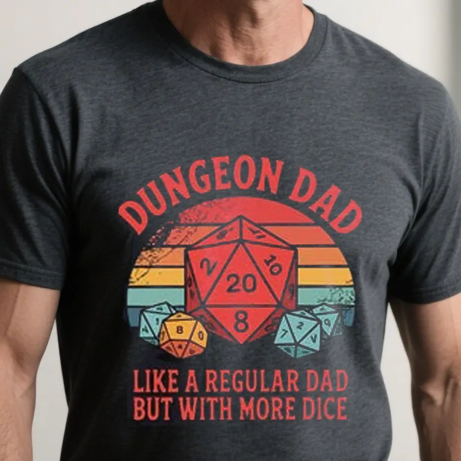 Dungeon Dad Shirt, DnD Gift for Dad shirt, Funny Dungeons and Dragons Shirt, Dice Dad Tee, Father's Day Gamer Gift, Board Game Night Shirt