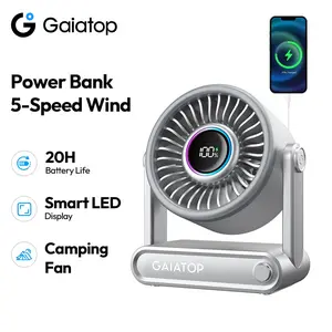 6000mAh| 5-Speed] GAIATOP Personal Desk Fan with Phone Charging, Portable Cooling Fan with Mood Light for Bedroom, Travel Must-Have