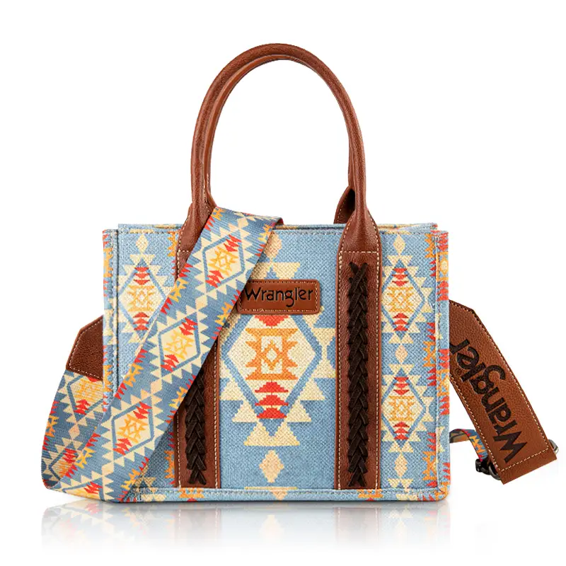 Wrangler Live Southwestern Print Canvas Tote Bag Functional Crossbody Bag for Work shopping