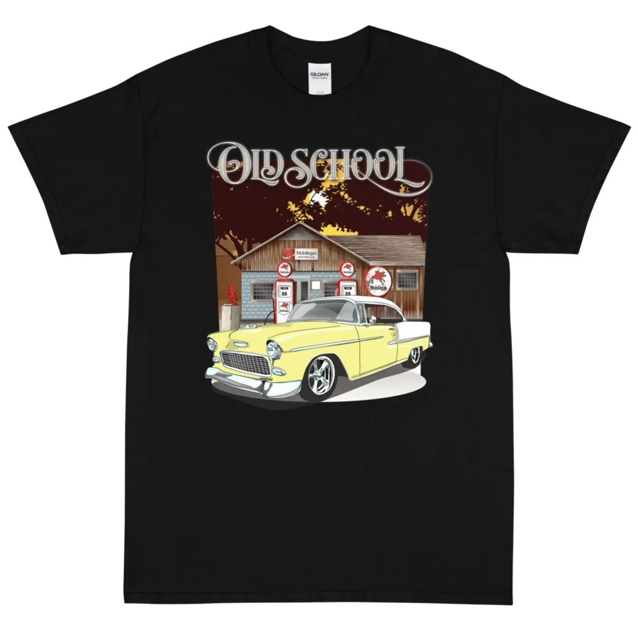 1955 Harvest Gold Yellow & White Bel Air Old School T-shirt  Sweatshirt Hoodie, Car Enthusiast and Fans Gift