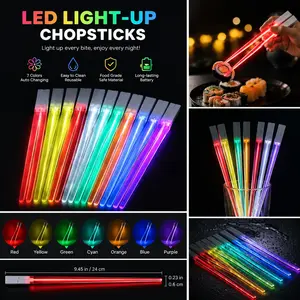 Lightsaber LED Light-Up Chopsticks — Reusable Party & Kitchen Utensils (Food-Grade Material)