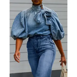 Women's denim shirt, casual shirt, street fashion casual denim top, suitable for daily outdoor wear, all season women's clothingRAIMENTRY
