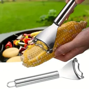 Heavy-Duty Stainless Steel Corn Peeler & Stripper - Heavy-Duty Serrated Corn Shaver with Cob Remover, Peeler, Planer & Thresher - Easy-to-Use Kitchen Tool for Corn, Peas, Beans ( & Commercial Use) - 430 Stainless Steel)