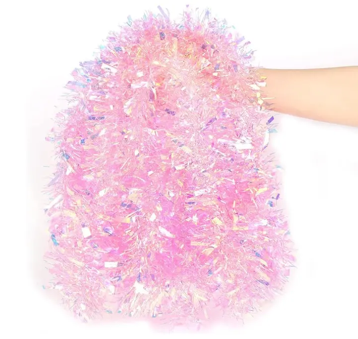 17 Ft Easter Christmas Tinsel Garland,Pink Glittering Decoration for Xmas Tree Party Wedding Supplies