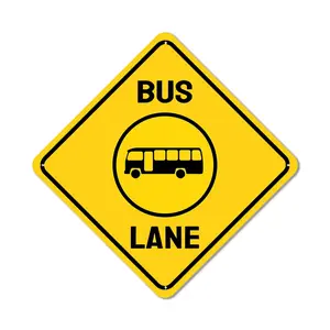Bus Lane Crossing Sign Metal Signs Street Road Traffic Sign Wall Decor School Signs Indoor Outdoor USE, 8x8 inch warning Road sign