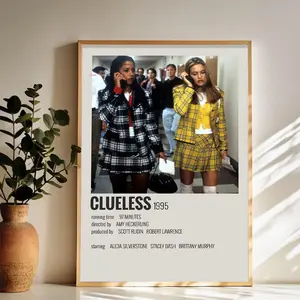 Movie Poster for Clueless (1995) Wall Art Vintage Black and White Art Posters Funky Aesthetic Canvas Prints Retro Bar Cart Decor for Bar Bedroom