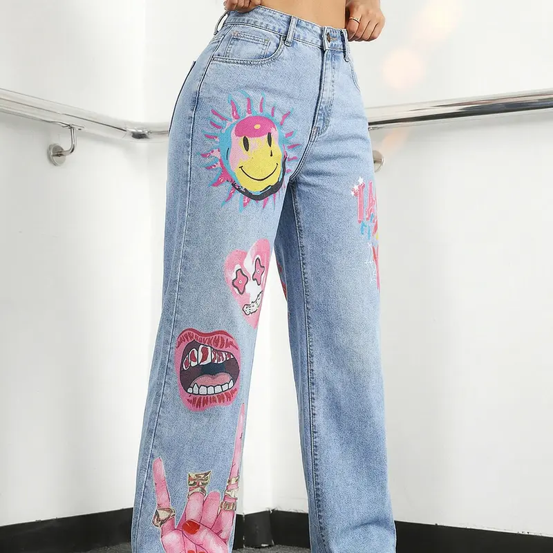 Jr Jeanius Wear Women's High-Waist Graphic Textured Woven Fabric Breathable Vintage Blue Denim Jorts - High-Stretch, Button-Front Zipper Fly, Slim-Fit Straight Wide Leg, Pearl Cotton, Push-Up, Light Wash Summer Streetwear Bottoms