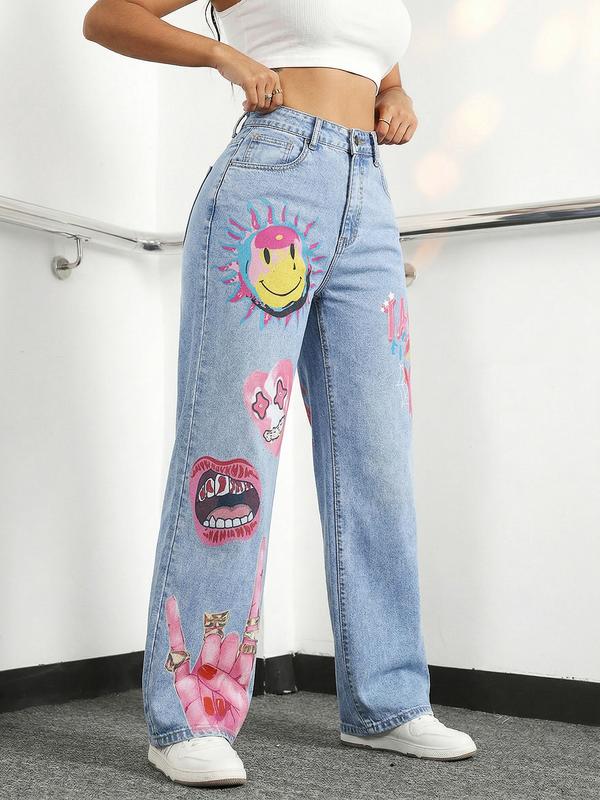 Jr Jeanius Wear Women's High-Waist Textured Woven Breathable Vintage Blue Denim Jorts - High-Stretch, Button-Front Fly with Zipper, Slim Fit Straight Wide Leg, Printed (Plaid, Star, Heart), Pearl Cotton, Push-Up, Light Wash Summer Streetwear Bottoms