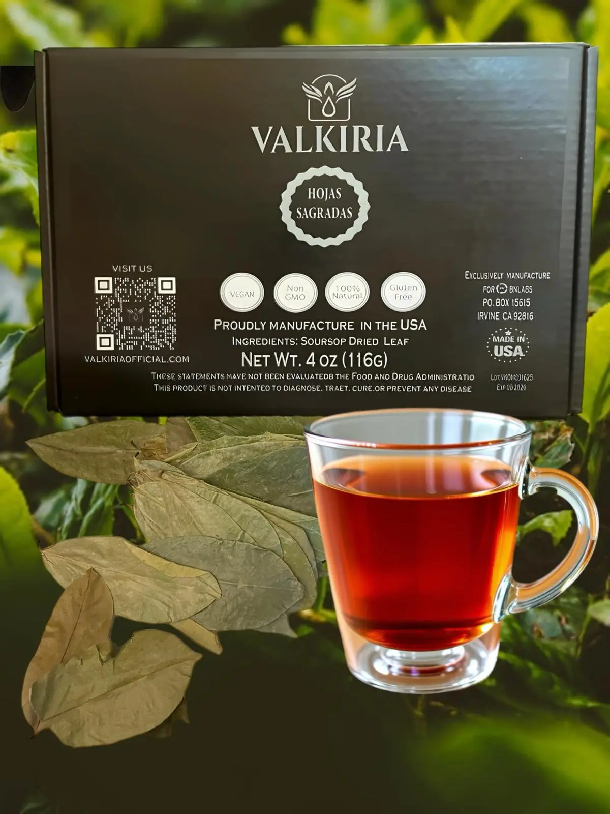 Valkiria Hojas Sagradas De Guanabana Premium Organic Soursop  Dried Leaves  Herbal Tea 4oz