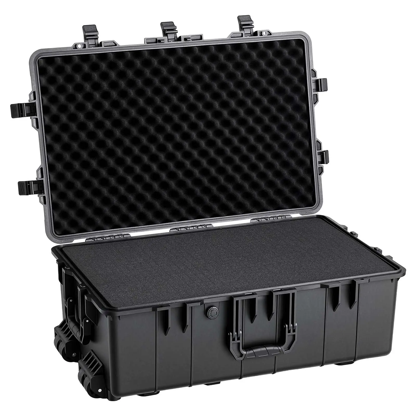 VEVOR IP67 Weatherproof Hard Case (31.5x20.47x12.2in) with Pre-Cut Foam, Heavy-Duty Dry Box, Retractable Handle, Black for Drone & Camera Accessories
