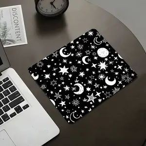 Mystical Black White Starry Design Square mouse pad, Aesthetic Desktop Decorative Protective Pad, Rubber Anti-slip Lockedge Work Pad, Small Size Suitable for Laptop, Desktop Computer Gaming, Work, Family, Non Slip Mousepad
