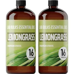 Lab Bulks Lemongrass Essential Oil 16 oz Bottle, for Diffusers, Home Care, Candles, Aromatherapy – 2 Pack