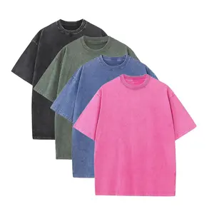 4 PCS Men's Cotton T-Shirts Oversized Half Short Sleeves Casual Loose Soild Streetwear Tops, Unisex Retro Street T-Shirts, Loose Fit Acid Washed.