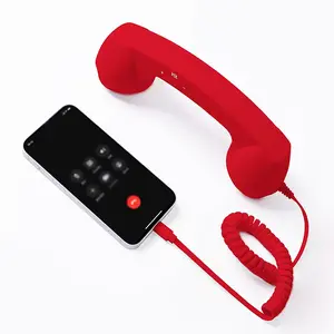 Retro Telephone Headset Receivers Headphones for Mobile Phone, Tablet, Laptop, Headset with Comfortable Call, USB-C Interface, with Answer Button, Suitable for Elderly Parents Mini Portable