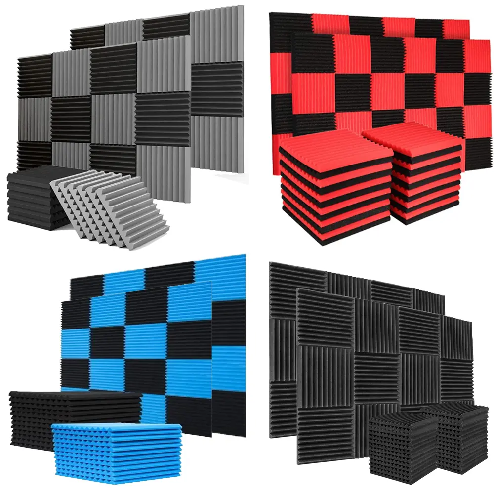 12-96 Pack Sound Proof Foam Panels for Walls, 1 X 12 X 12 Inches Acoustic Foam Panels, High Density Acoustic Panels Sound Absorbing, Noise Cancelling Studio Wedges(NOT ADHESIVE)