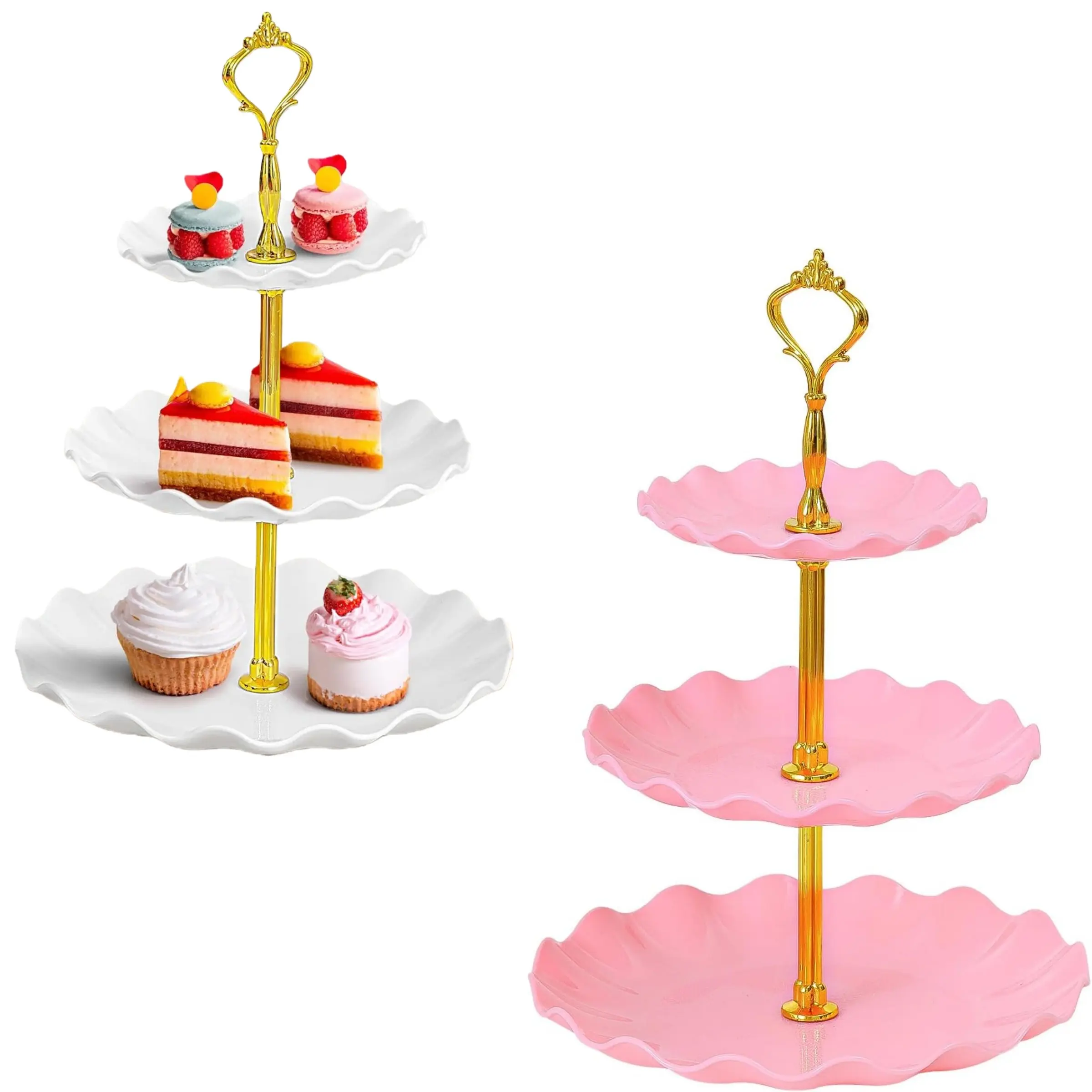 1Pcs Three-Tier Cupcake Stand, Plastic Layered Dessert Tray, Party, Tea Party, Birthday, Wedding Supplies, Sweet Treats Display, Plastic Cupcake Stands