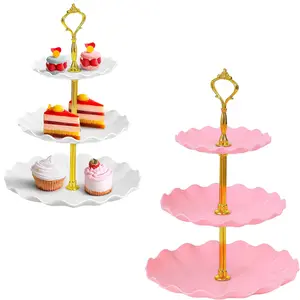 1Pcs Three-Tier Cupcake Stand, Plastic Layered Dessert Tray, Party, Tea Party, Birthday, Wedding Supplies, Sweet Treats Display, Plastic Cupcake Stands