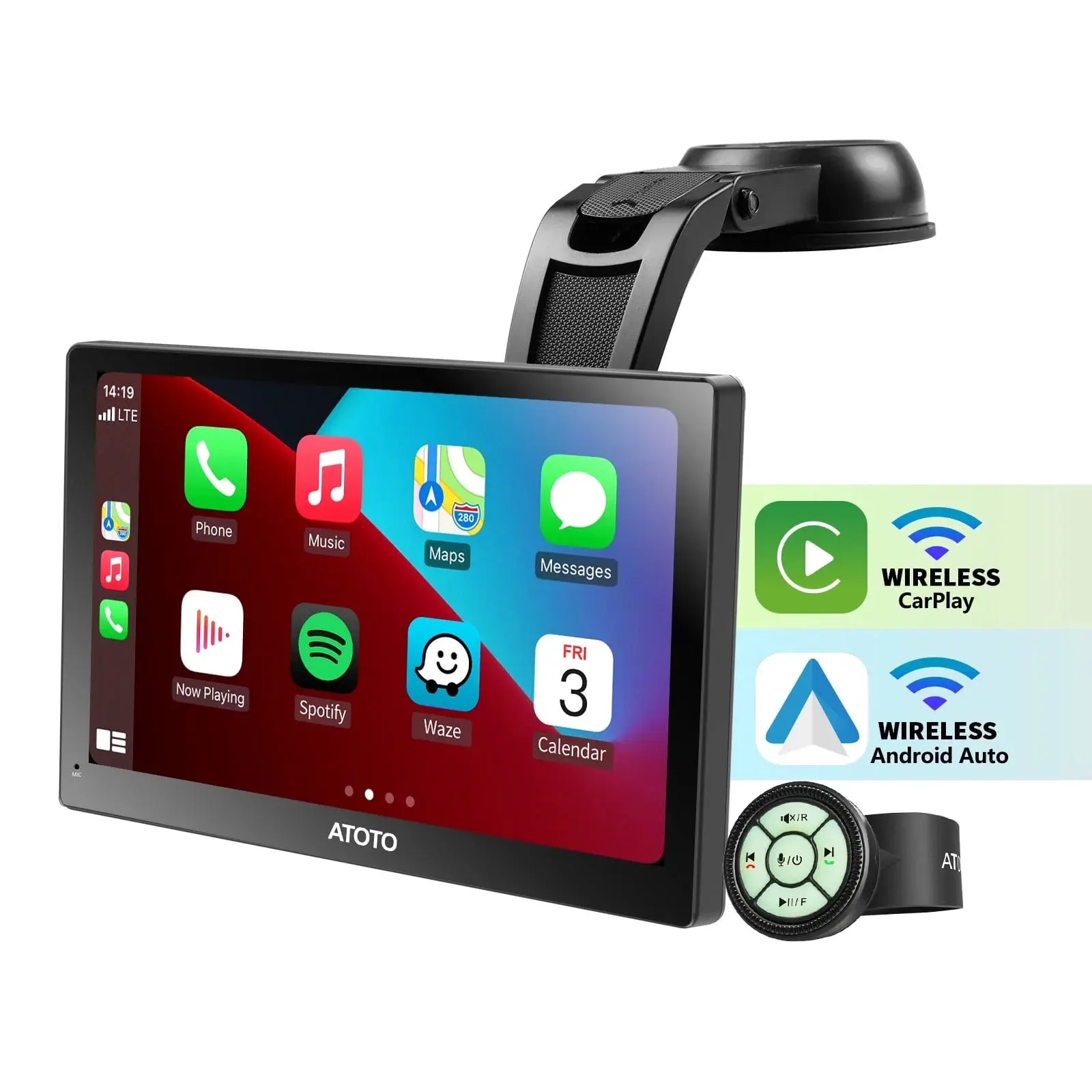 7-Inch QLED Touchscreen Car Stereo | Wireless Apple Carplay & Android Auto, Bluetooth, Remote Control
