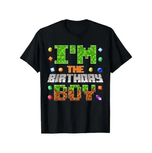 Pixelated Video Game Birthday Boy Graphic Tee With Colorful Gemstone Design For Gamers And Gift Giving