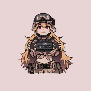 Anime Military Girl Vinyl Sticker, Cute Tactical Style Decal for Laptop, Water Bottle, Notebook, Gaming Accessories