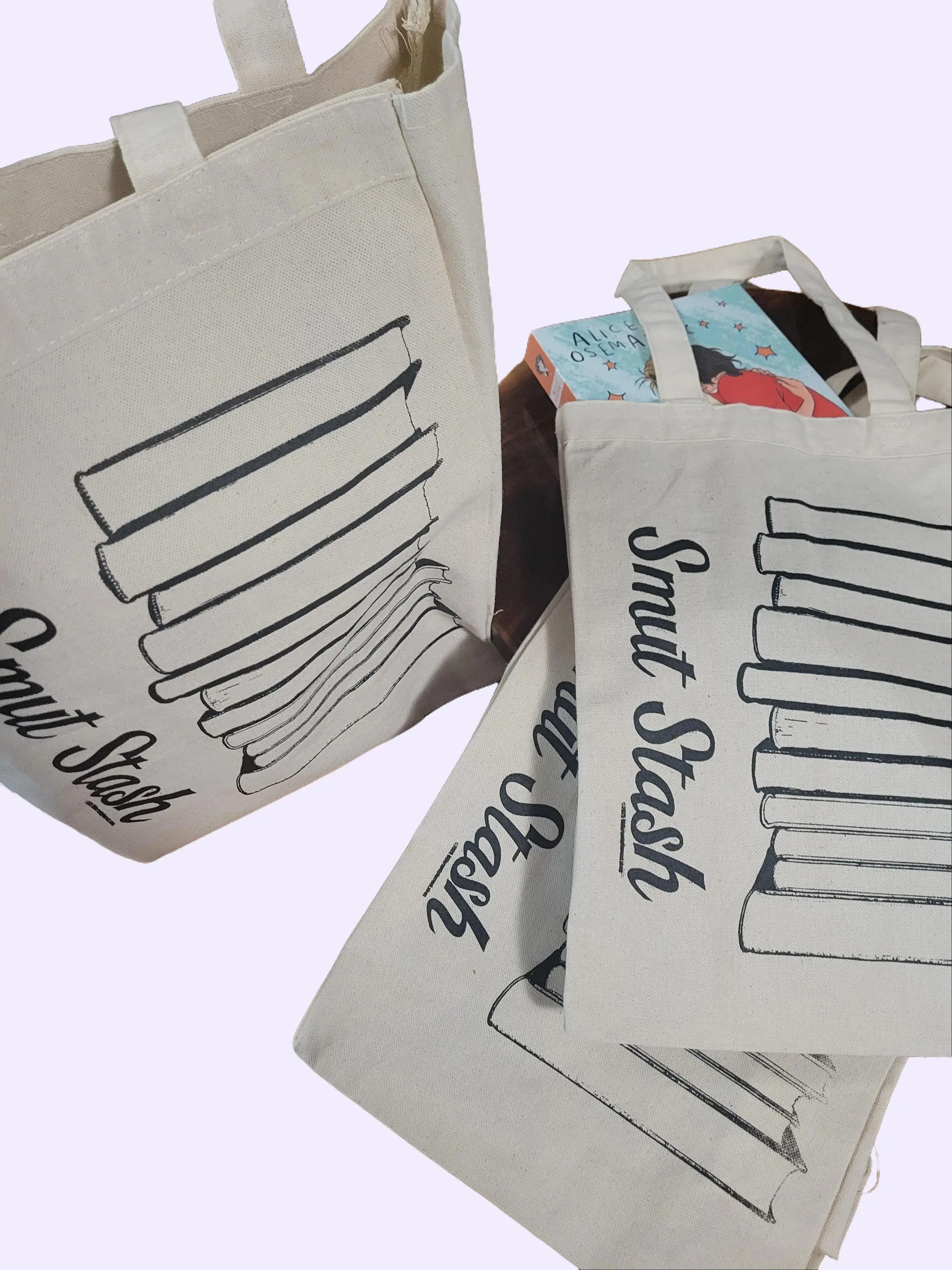 Differently Normal Smut Stash Tote Bag Spacious Canvas BookTok Book Bag for Spicy Readers with Large Capacity & Minimalist Print