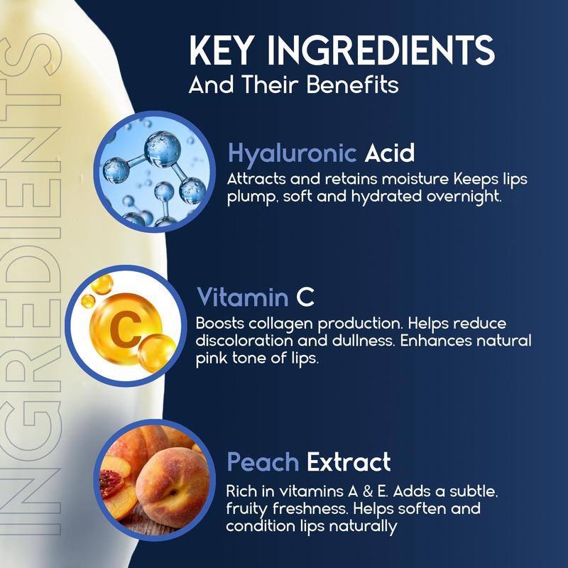 Lip Mask Overnight with Hyaluronic Acid & Collagen, Lip Sleeping Mask for Dry Cracked Lips, Moisturizing, Hydrating, Exfoliating Night Treatment for Lip Care (Strawberry)