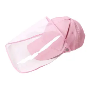 Fashion Culture Unisex Fit Baseball Cap with Removable Face Shield for Face Protection (Pink)