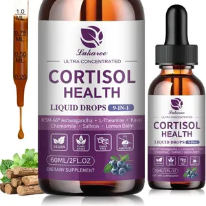 Cortisol Support Supplement for Women with Ashwagandha KSM66 Lemon Balm Vitamin B5 B6 Vitamin C Hormone Balance Stress Support Liquid Drops Blueberry Flavor