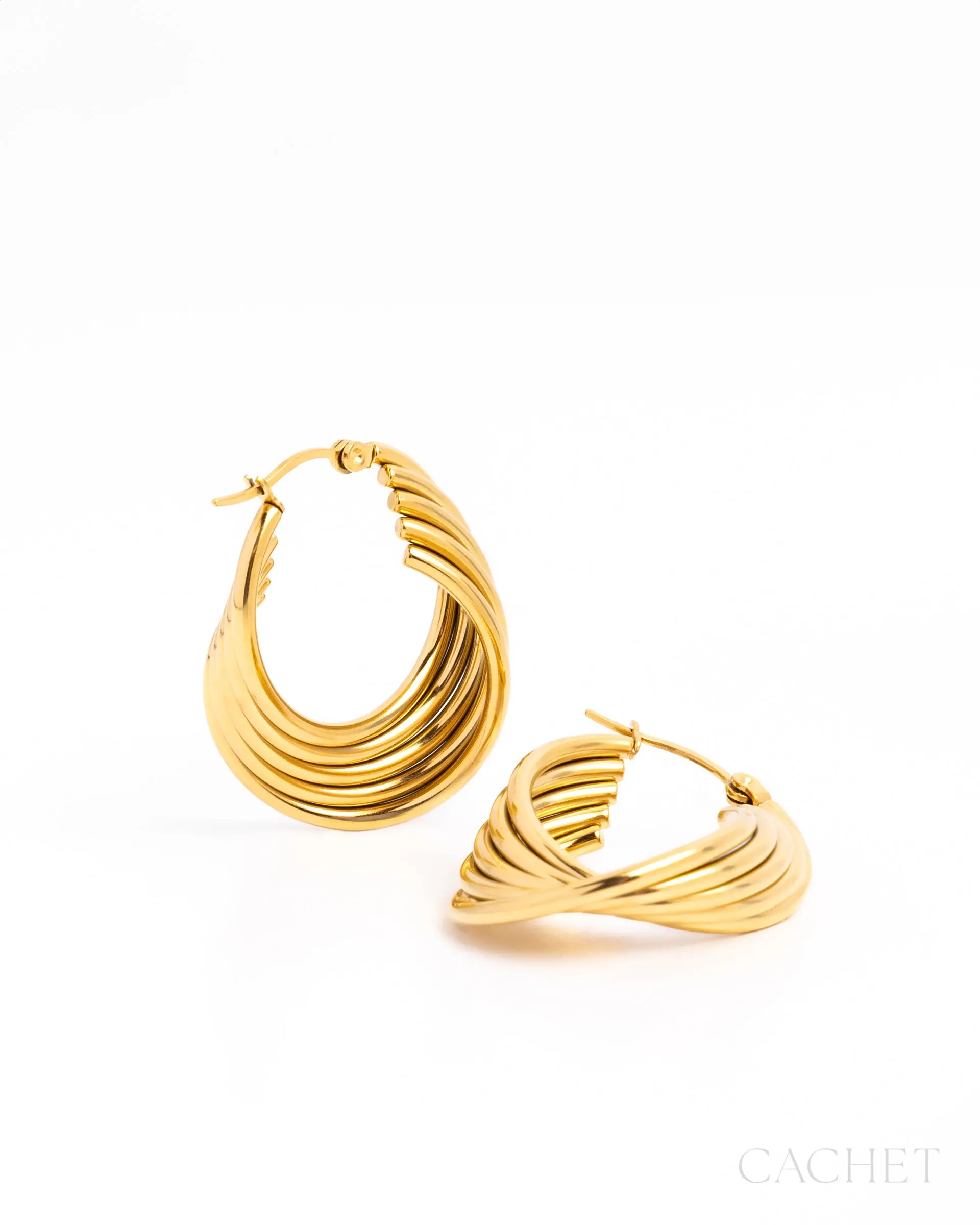 Luxa - 18K Gold Plated Latch Back Earrings - Cachet