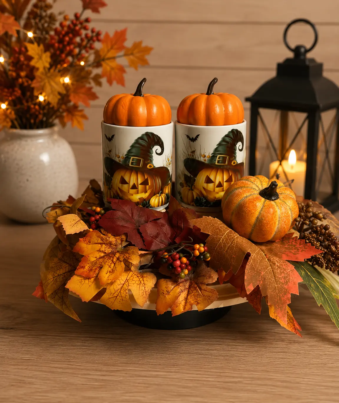 NORELD Halloween Pumpkin Mug Gift Set | 2 Ceramic Coffee Mugs | Cute Fall Coffee Cup Gift