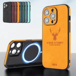 Magnetic Phone Case, 1 Count PU Leather Phone Protective Cover, Shockproof Phone Cases Compatible with iPhone 12 13 14 15 16 Pro Max, Protector, Accessories