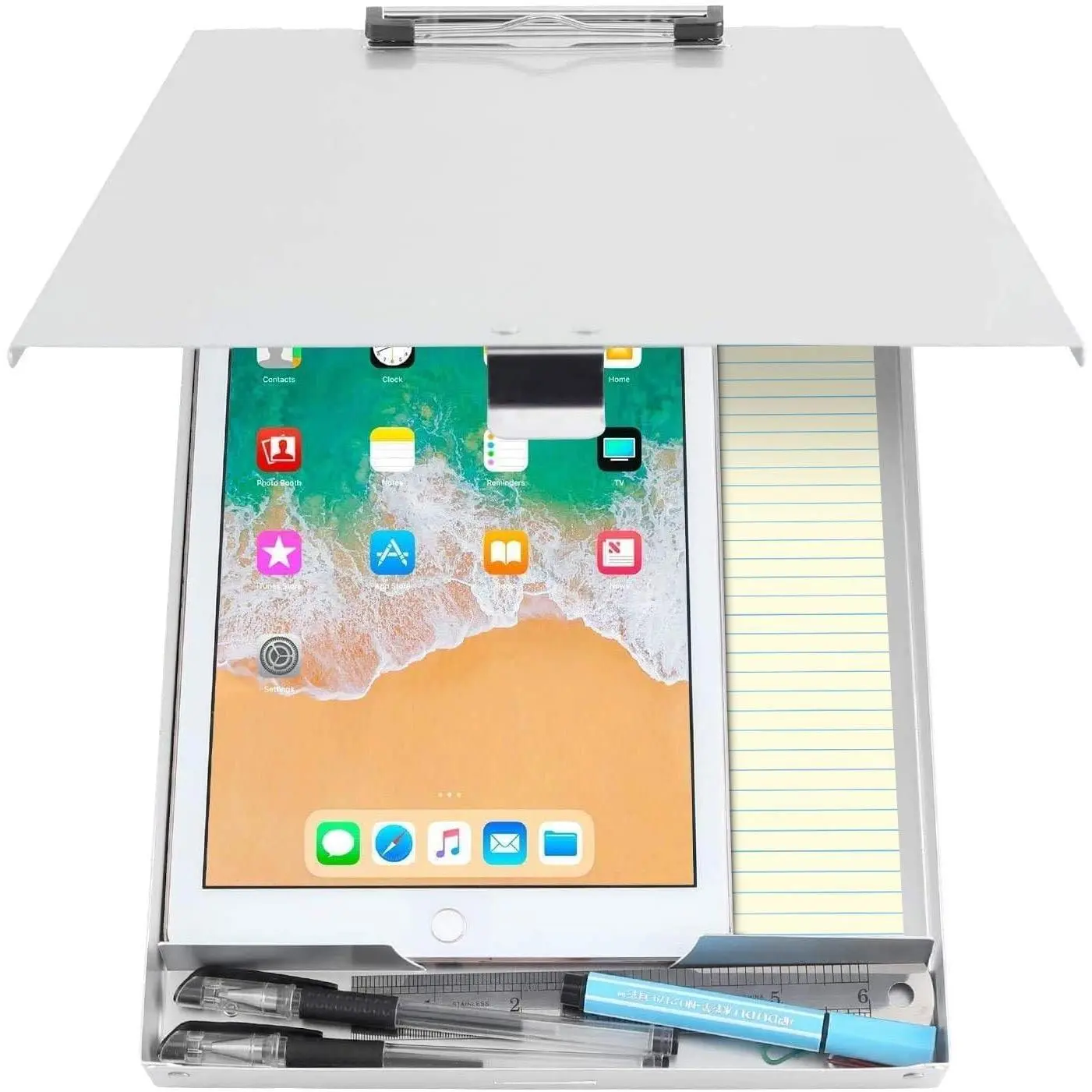 Metal Clipboard with Storage - Letter Size Aluminum Clipboards, Low Profile Clip Box Heavy Duty,  for Office Jobsite or Classroom,  System, Law Enforcement, Single Compartment