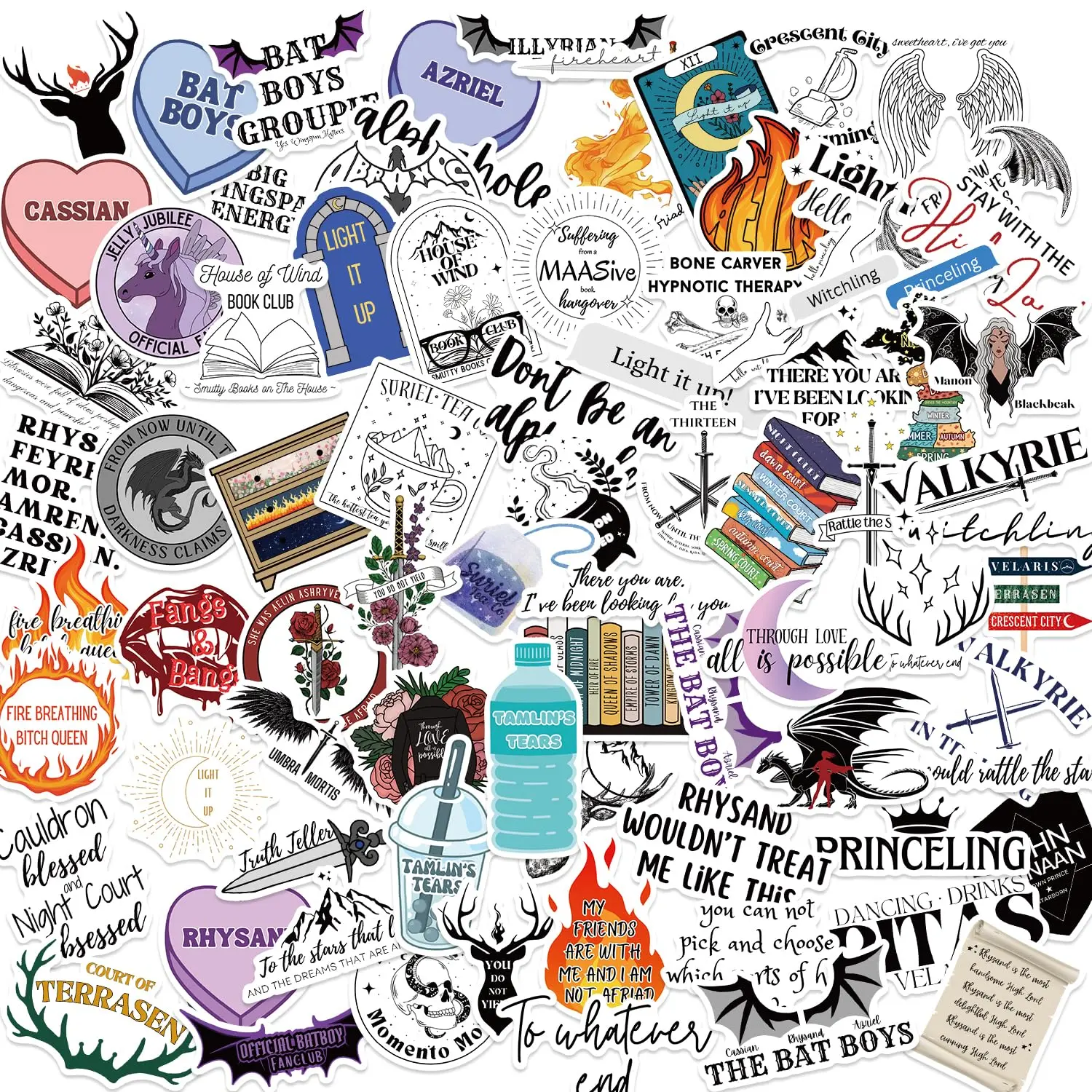 100PCS Book Stickers Pack,Bookish Stickers for ,Fantasy Series Book Stickers Bundle,Book Lover Gifts