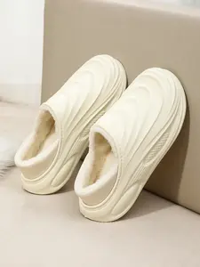 Couple's Off - White Dual - use Outdoor Cotton Slippers, Trendy Functional Style, Plush - spliced Material, Warm & Non - slip, Dual - use for Outdoor & Home, Ideal for Daily Outings & Home Warmth