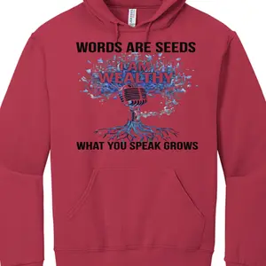 Words Are Seeds I Am Wealthy Affirmation Hoodie KMP
