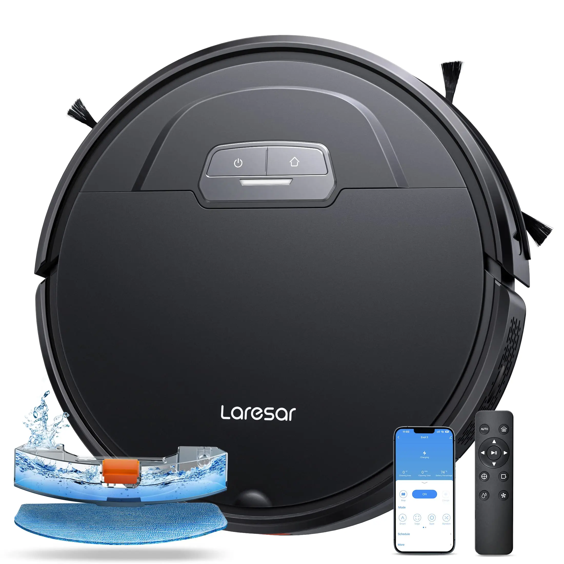 FathersDayGift【Vacuum & Mop】3-in-1 Robot Vacuum, 4500Pa Strong Suction Carpet Auto-boost Robotic Vacuum Cleaner, Self-Charging, Remote&Voice Control,