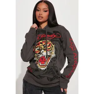 Ed Hardy Tiger Hoodie - Charcoal B