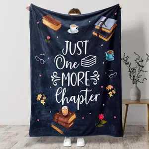 Soft Funny Throw Blanket Flannel For Book Lovers "Just One More Chapter" Design,Multipurpose Cozy Blanket For All Seasons,Perfect Gift For Readers,Sofa Throw