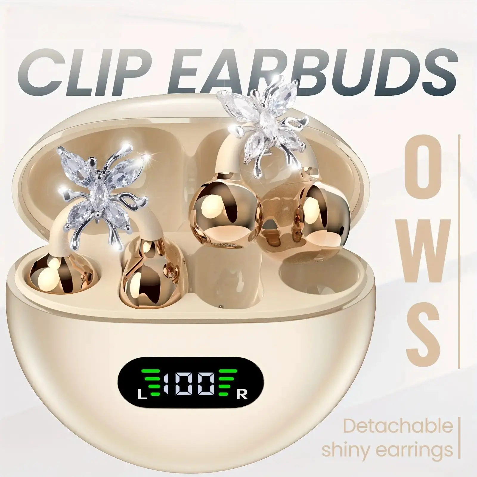 New Senyang Wireless Open-Ear Headphones, Open Wear Earphones, Bluetooth-Compatible Clip-On Butterfly Earring Earbuds with Stereo Sound, Electronic Audio Headset, Fashion Aesthetic Gift for Sports, Outdoor and Travel