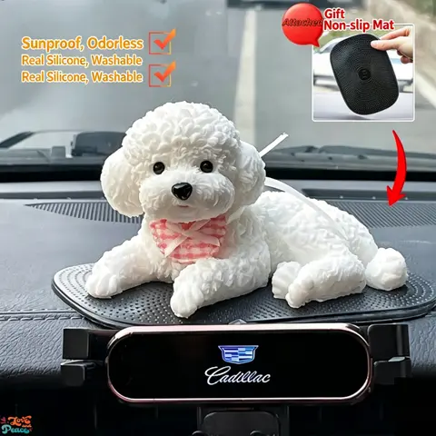 Cute Silicone Puppy Car Dashboard Ornament - Sunproof, Non-Slip Mat, Odor-Free, Reusable Washable, Durable Low-Maintenance Interior Decor, All Cars Universal Fit, Gift for Father’s Day, Birthday