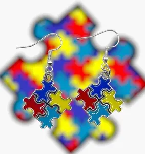 Enamel Puzzle Earrings - Casual Female Stud Earrings, Unique Colorful Design for Expressing Individuality