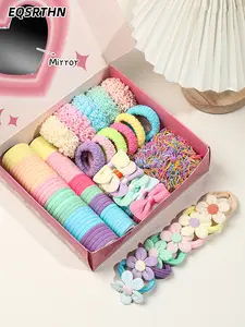 1125pcs Color Hair Ring Women's Hair Accessories Gift Box Set Children's Girl's Sweet Hair Accessories Set Gift Box with Cosmetic Mirror Rainbow Color Hair Ring Combination Flower Bow Hair Rope Colorful Rubber Band Strong High Elastic Hair Non-Slip Non-Fa