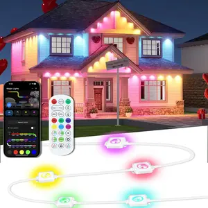 6 In 1 Multifunctional Smart LED Strip Lights, TUYA App Control IP67 Waterproof, 16M Colors 63 Modes Flowing Glitter Lights, Outdoor Pool Lawn Fence Stair Party Ambient Night Lights