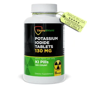 Potassium Iodide Tablets 130 mg | 120ct KI Tablets - Nuclear Radiation Protection - Potassium Iodine Pills - YODO Naciente - KI Pills - USA - ThyroShield